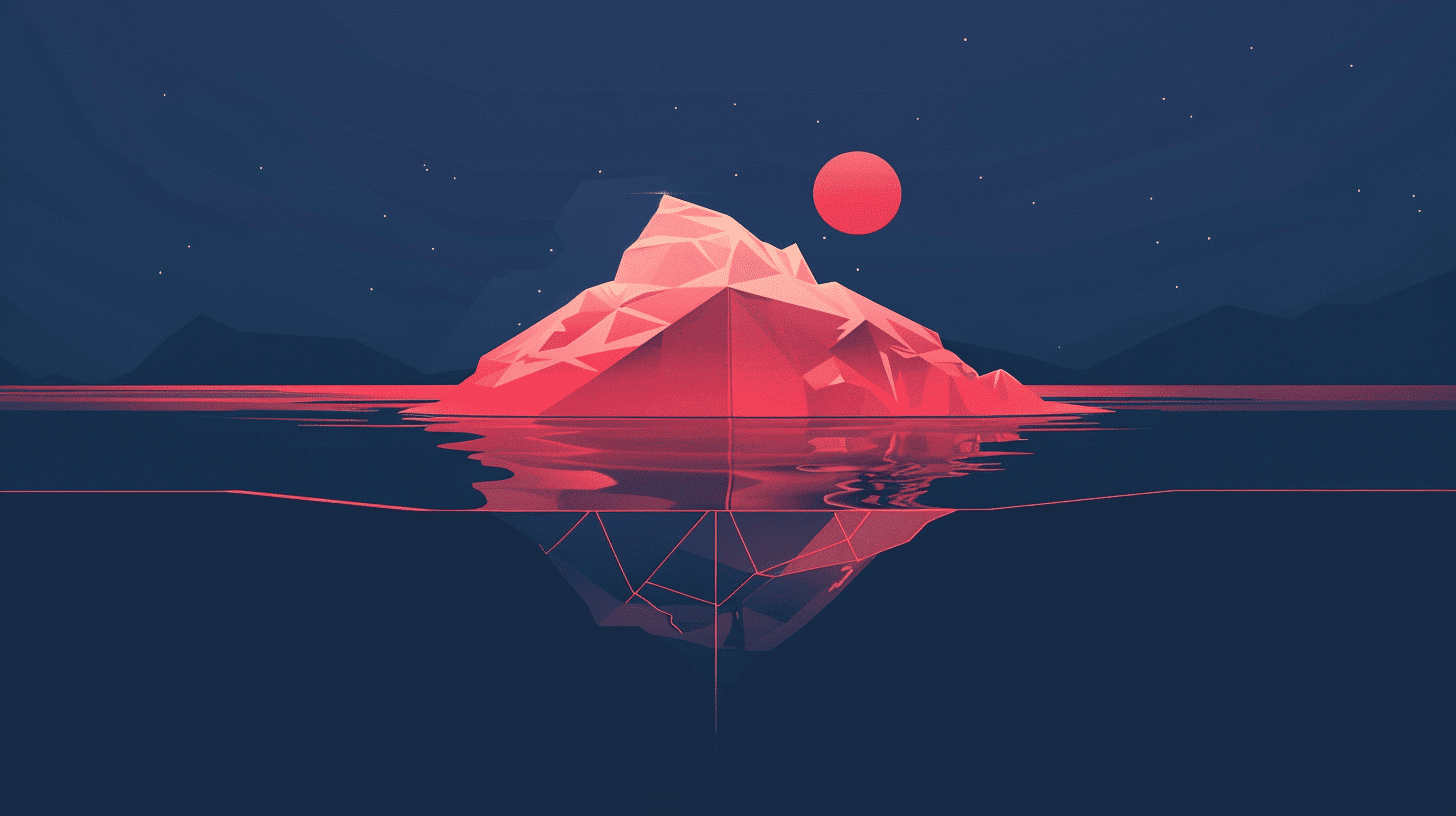 Inverted iceberg diagram showing the dark web as a tiny fraction beneath the much larger surface web, correcting the common misconception